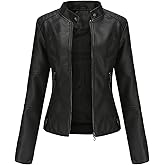DEAR MODEL Faux Leather Jacket Women Bomber Jacket Women's Belted Motorcycle Jacket