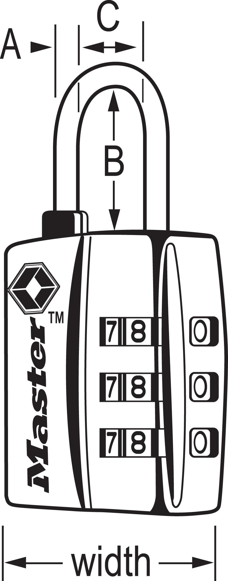 Master Lock Black TSA-Approved Luggage Lock with Wide Lock Body and Thin, Durable Steel Shackle, Zipper Lock for Backpacks, Luggage, 3 pk, 4680BLKEC3