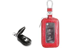 JUSTTOP Car Key Fob Cover, Remote Keychain Case with Carabiner & Zipper Closure, Auto Smart Key Fob Protector Keychain Coin H