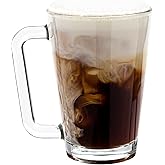 Vikko Glass Coffee Mugs, Thick and Durable 9 Ounce Coffe Cup, Microwave and Dishwasher Safe, Set of 6 Clear Glass Mugs