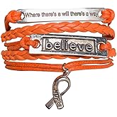 Infinity Collection Orange Ribbon Bracelet, Where There is a Will There is a Way Leukemia Awareness, MS Awareness, Self Injury, Kidney Cancer, ADHD, Malnutrition Awareness, Awareness Jewelry