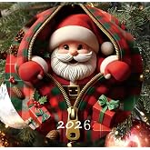 Christmas Tree Fun Santa Claus Decorations,2026 Christmas Ornaments | Painted Glass Style, Unique Acrylic Hanging Decorations，Secret Santa Gift