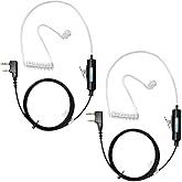 SAMCOM 2 Pin Acoustic Tube Earpiece Walkie Talkies,Air Tube in-Ear Headset with Mic for FPCN30A Two Way Radios, Hands-Free Surveillance Radio Earpieces with PTT for K Plug Radio,2 Packs
