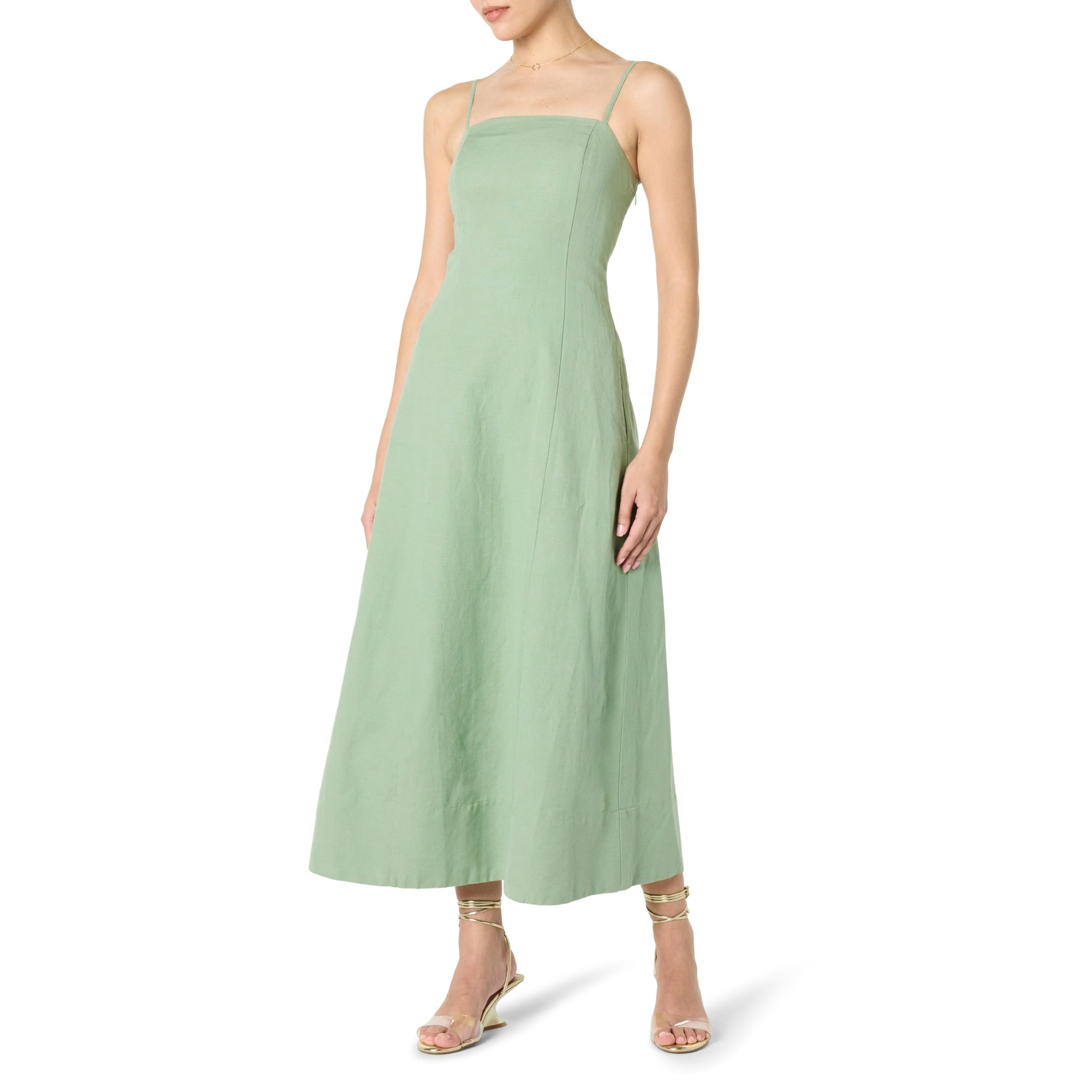 Photo 1 of The Drop Women’s Daphne Square Neck Linen Maxi Dress, Iceberg Green, L