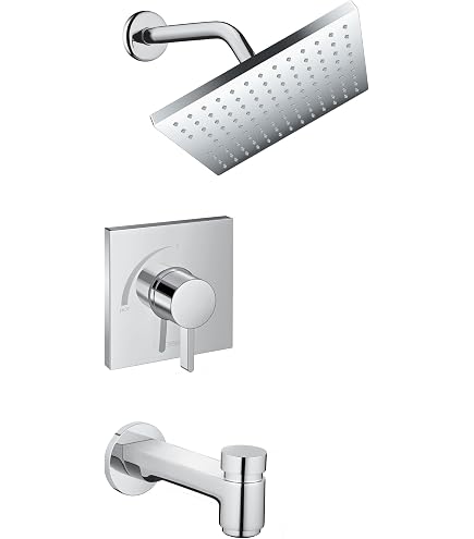 Hansgrohe Croma Duschsystem Komplettset – Mit Regenduschkopf 20 Cm, Duscharm, Wannenauslauf & IBox, Chrom, 2,0 GPM