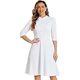 Allegra K Work Dresses for Women 2025 Vintage 3/4 Sleeve Church Semi Formal Fit and Flare Dress