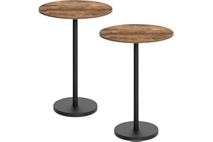 YATINEY Bar Table, Round Bar Table Set of 2, Counter Height Table, Pub Cocktail Table, Metal Frame, for Bistro, Dining Room, Living Room, Terrace, Rustic Brown and Black BT05L2BRY1