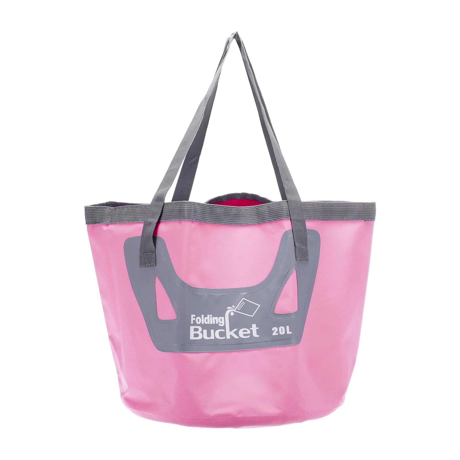 PATIKIL 5.3 Gallon 20L Collapsible Bucket, Portable Folding Water Storage Container Wash Basin for Outdoor Travel Camping Fishing, Light Pink