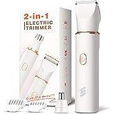 Bikini Trimmer for Women-Electric Razors for Women‘s Gift Body Hair Trimmer IPX7 Waterproof, Replaceable Ceramic Blade,White