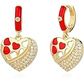 TaYolnFaSo Enamel Heart Earrings for Women 14k Gold-Plated Huggie Hoop Earring Red Heart Jewelry Birthday Gift for Wife Mother