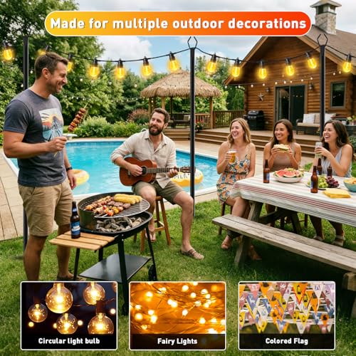 LETIANPAI 8 Pack String Light Poles,10 FT Metal Poles with Fork for Outdoor String Lights,Outdoor Light Poles with Fork,Poles/Post/Stand for Outside