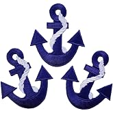 Graphic Dust Blue Anchor Embroidered Iron on Patch Seafaring Sign Symbol DIY Ship Sailor Marine Crew Captain Applique