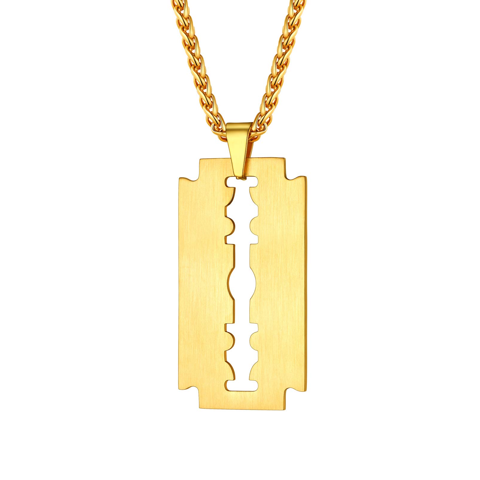 PROSTEEL Razor Blade Necklace for Men Gold Plated Rock Goth Chain Necklace