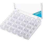 Eoehro 25 Pcs Bobbins for Sewing Machine, Sa156 Bobbins, Bobbins Class 15, Sewing Accessories, Plastic Bobbin with Case(1 Box)