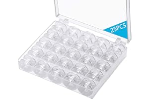 Eoehro 25 Pcs Bobbins for Sewing Machine, Sa156 Bobbins, Bobbins Class 15, Sewing Accessories, Plastic Bobbin with Case(1 Box)