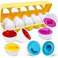NAODONGLI Easter Matching Eggs for Toddlers, 12 pcs Set Color & Shape Egg Puzzle Toys, Montessori Geometric Eggs,Educational Preschool Game Fine Motor Skill Gifts for1 2 3 Years Old Kids Boys Girls