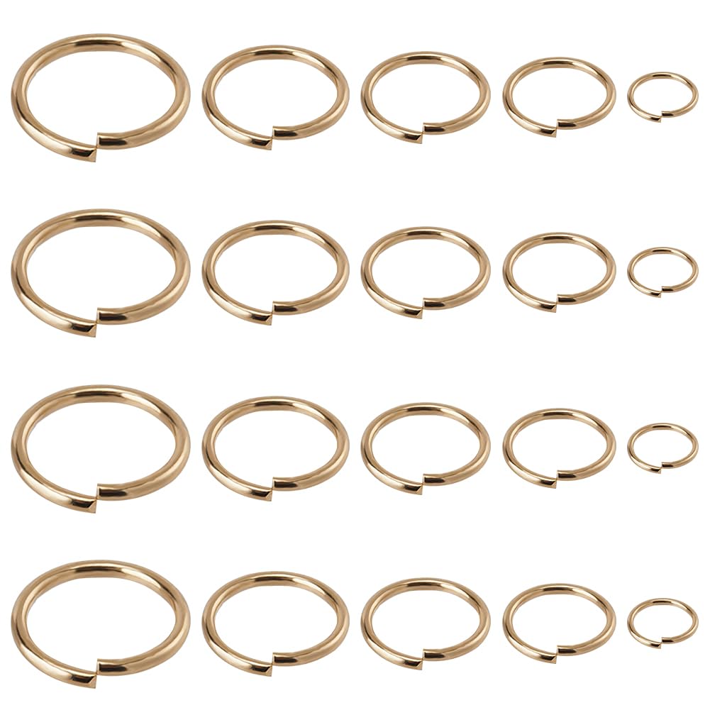 SUNNYCLUE 1 Box 400Pcs Real 24k Gold Plated Open Jump Rings 4-10mm Jump Ring O Rings Jumping Rings 304 Stainless Steel Jump Ring for Jewellery Making Accessories DIY Earrings Bracelet Necklace Craft