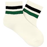American Trends Vintage Striped Mini Crew Socks for Women Retro Novelty Athletic Mid Sock