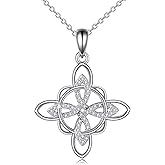 VONALA Witches Knot Necklace 925 Sterling Silver Good Luck Irish Celtic Knot Pendant Necklace Triquetra Wicca Jewelry Birthday Gifts for Women