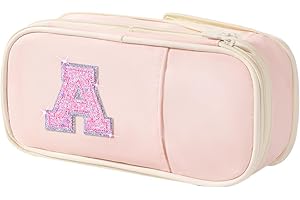 Janhavi Initial Large Capacity Premium Oxford Cute Aesthetic Pencil Case Pouch Bag Special School Supplies Colored Stationery Organizer Gifts for Girls, Women, Adults