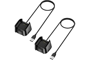 QIBOX Charger Compatible with Fitbit Versa 2 (Not for Versa/Versa Lite), 2-Pack Replacement USB Charging Cable Dock Stand for Versa 2 Health & Fitness Smartwatch, 3Ft Sturdy Power Cord