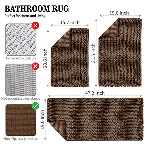 KHH Bathroom Rugs, Ultra Thick and Soft Texture Bath Rug, 16"X24" Machine Washable and Absorbent