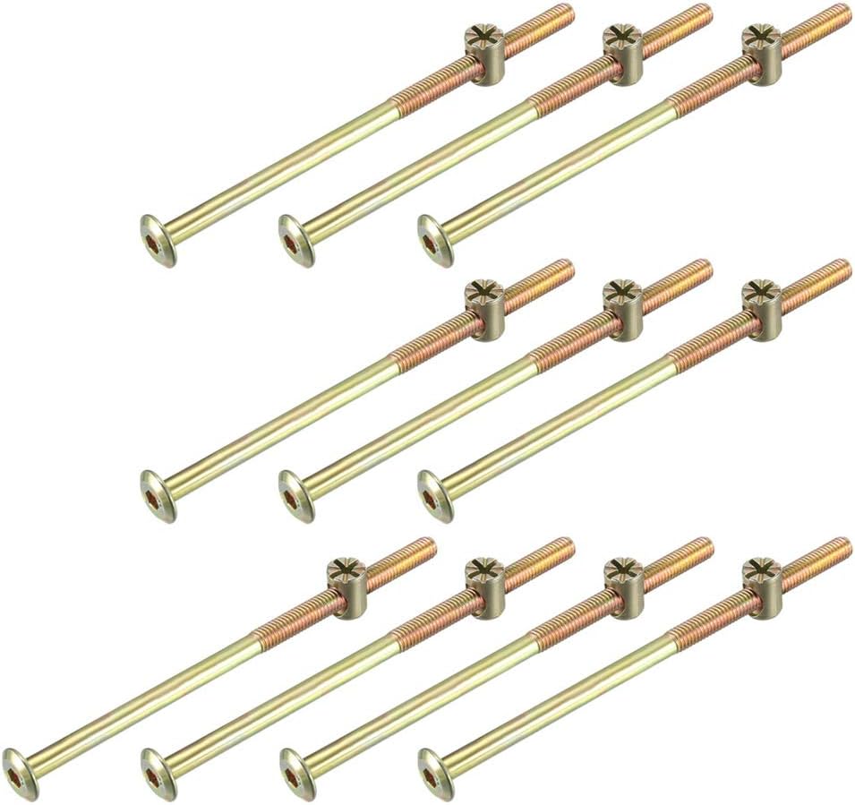 sourcing map M6x120mm Furniture Bolt Nut Set Hex Socket Screw 55mm Thread Length with Barrel for Beds Headboards Chairs 10 Sets