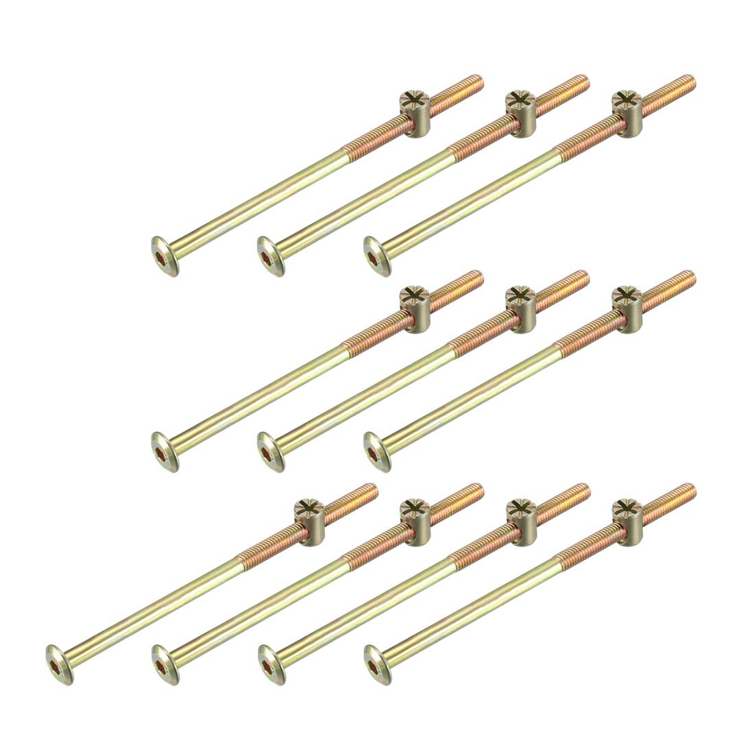 sourcing map M6x120mm Furniture Bolt Nut Set Hex Socket Screw 55mm Thread Length with Barrel for Beds Headboards Chairs 10 Sets