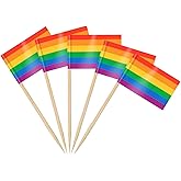 AhfuLife Rainbow Toothpick Flags for Pride Decorations, 100 Pcs Pride Day Cocktail Picks, Mini Pride Flag LGBTQ Decor for Gay Pride Day Party Wedding Decorations