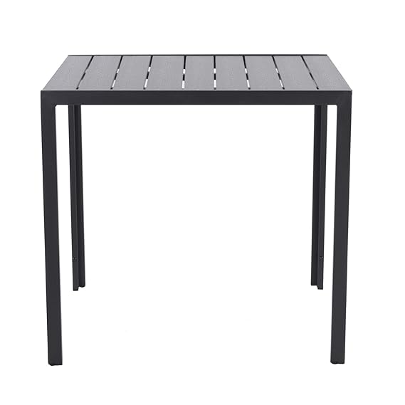 Aluminium Gartentisch 90x90 cm Polywood Esstisch Holzoptik in schwarz wetterfest