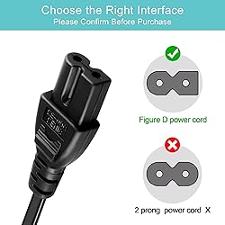 SLLEA 6ft AC Power Cord Cable Plug Compatible with