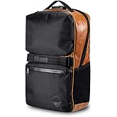 Skunk SoHo Backpack - Smell Proof - Weather Resistant - With Combination Lock (Black/Brown Leather)