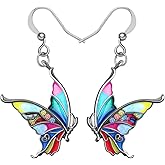 BONSNY Enamel Metal Cute Floral Spring Summer Butterfly Earrings for Women Jewelry Novelty Funny Charms