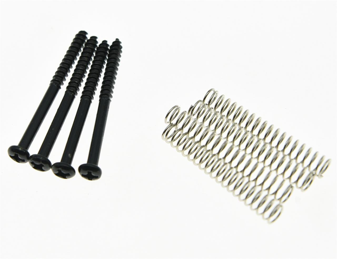 4x Black Bass Pickup Mounting Screws Springs for Jazz J Bass or P Bass or P90 Pickups