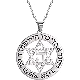 Star of David Chai Necklace for Women Megan's Star Hebrew Prayer Pendant Jewish Protection Amulet Israel Judaica Religious Jewelry for Men