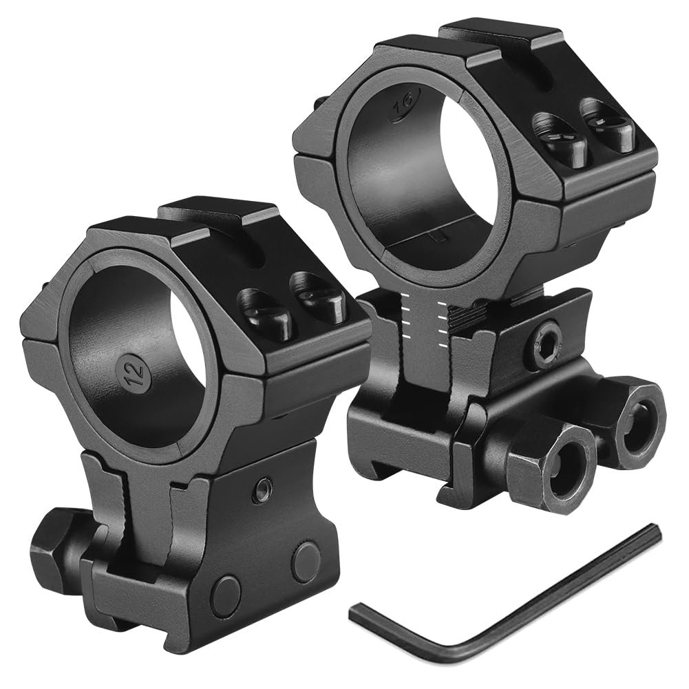 Deewz 2PCS Tactical 30mm /25.4mm 1" Scope Rings, Adjustable Profile Scope Ring Flashlight Mount for 20mm or 11mm Rail (for 11mm rail)