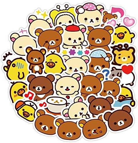 HENJIA Kawaii Rilakkuma Bear Cute Cartoon Waterproof Pvc Stationery Stickers Scrapbooking Diy Diary Luggage Album Stick Label