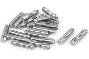uxcell uxcellM6 x 25mm Fully Threaded 304 Stainless Steel Rod Bar Studs Silver Tone 20 Pcs