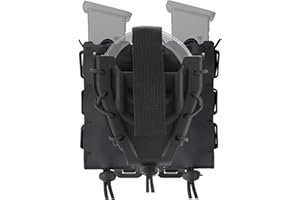 JVBTO Double Hangcuff Case I Double Magazine & Hangcuff Pouch, Cuff Holster I Mags and Cuff Combo Holder, for Chained/Hinged | 9mm/Glock, fit Duty Belt/Tactical MOLLE Vest