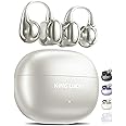 King Lucky Clip on Earbuds Open Ear Wireless Bluetooth 5.4 Headphones with Mic,50H Play,Noise Cancelling,Waterproof,Sports Ear Buds,Comfortable for Small Ears & Glasses Wearers,Workouts (Pearl White)