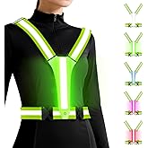 ConKrian LED Reflective Vest Running Gear, 5 Lights Colors, 3 Modes, Adjustable for Running, Cycling, Walking - Led Running Vest for Men, Women, Kids