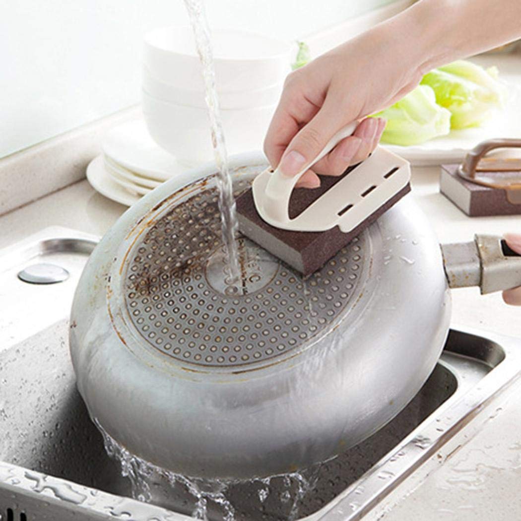 Banlany Portable Durable Cleaning Brush with Handle Descaling Kitchen Cleaning Brush Sponges