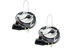 RIQIKI Walkie Talkies Earpieces(2 Packs) with Mic 2 Pin Covert Air Acoustic Tube Headset for Baofeng UV-5R BF-888S BF-F8HP Retevis H-777 Kenwood Pxton Puxin Two Way Radio