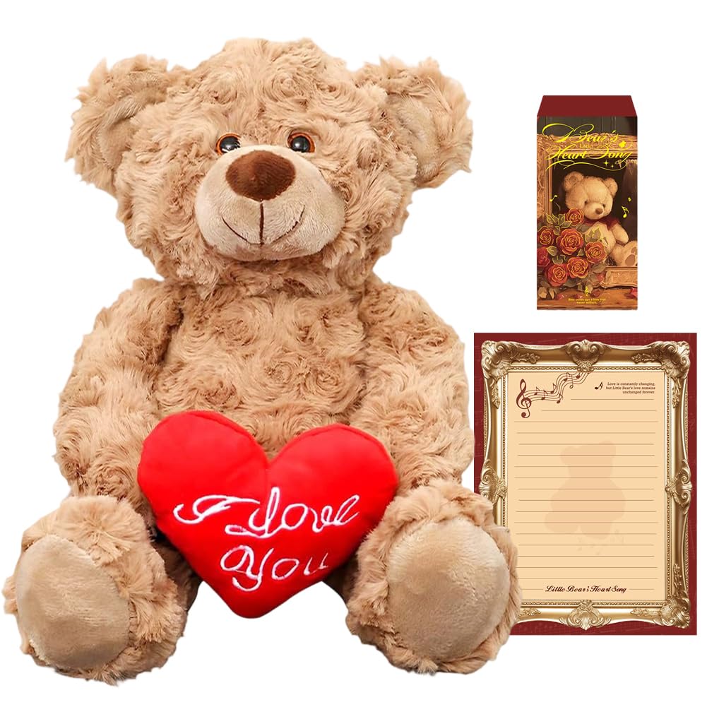 APPCRFM Cute Bear Valentine's Day Plush, Teddy Bear Plush Doll, Small Teddy Bear with Love, Valentine's Day Mother's Day Birthday Heartwarming Gift, Home Decorations 30CM (A)