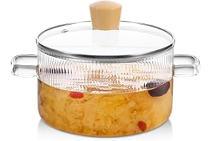 Glass Pots for Cooking on Stove - 1.6L/54oz Heat Resistant Borosilicate Glass Cookware Stovetop Pot Set - Simmer Pot with Cov