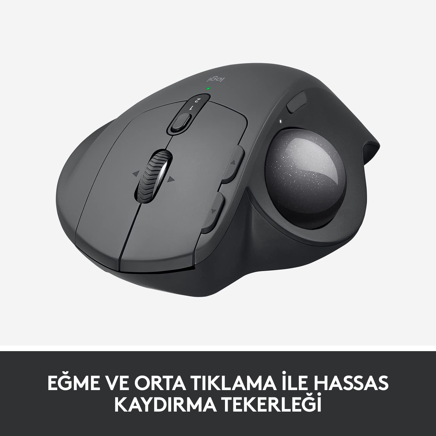 Logitech MX Ergo Wireless Trackball Mouse, Bluetooth or 2.4GHz with Unifying USB-Receiver, Adjustable Trackball Angle, Precision Scroll-Wheel, USB-C Charging Battery, PC/Mac/iPad OS - Black