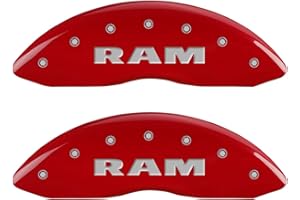 MGP Caliper Covers - Brake Caliper Covers 2019-2020 Ram 1500 2021 Ram 1500 (Standard Rear Caliper) Front and Rear Set - Ram Logo - Red