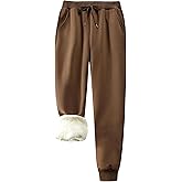 KOMANA Women's Sherpa Cotton Sweatpants High Stretch Warm Fleece Pants Drawstring with Pockets
