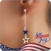 Txdvbls Patriotic American Flag Drop Earrings for Women - Red White and Blue USA Dangle Cross Earrings for 4th of July, Independence Day Jewelry Gifts