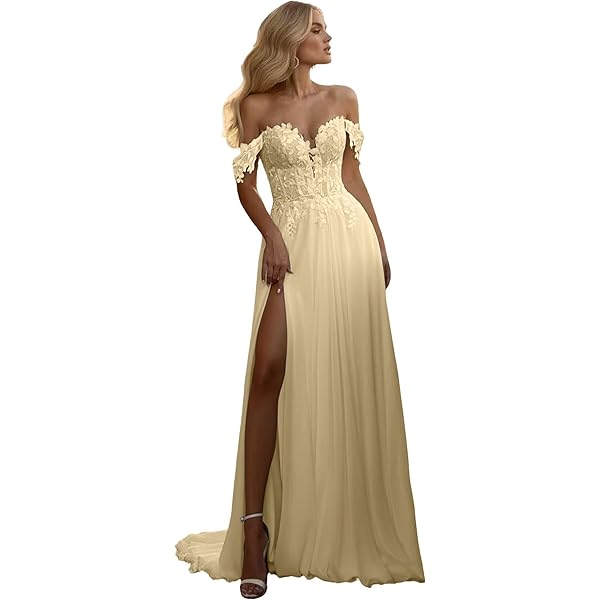 YYchoer A-Line Princess Elegant Chiffon Prom Dress Straps Sleeveless Sweep  Train Wedding Dress with Applique 2024 White at Amazon Women's Clothing  store